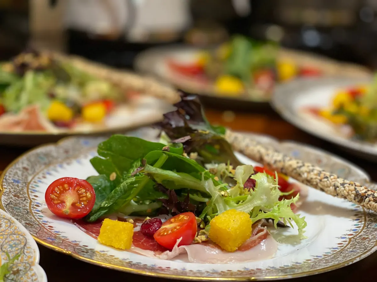 A plated salad prepared by a Mountain Chefs private chef