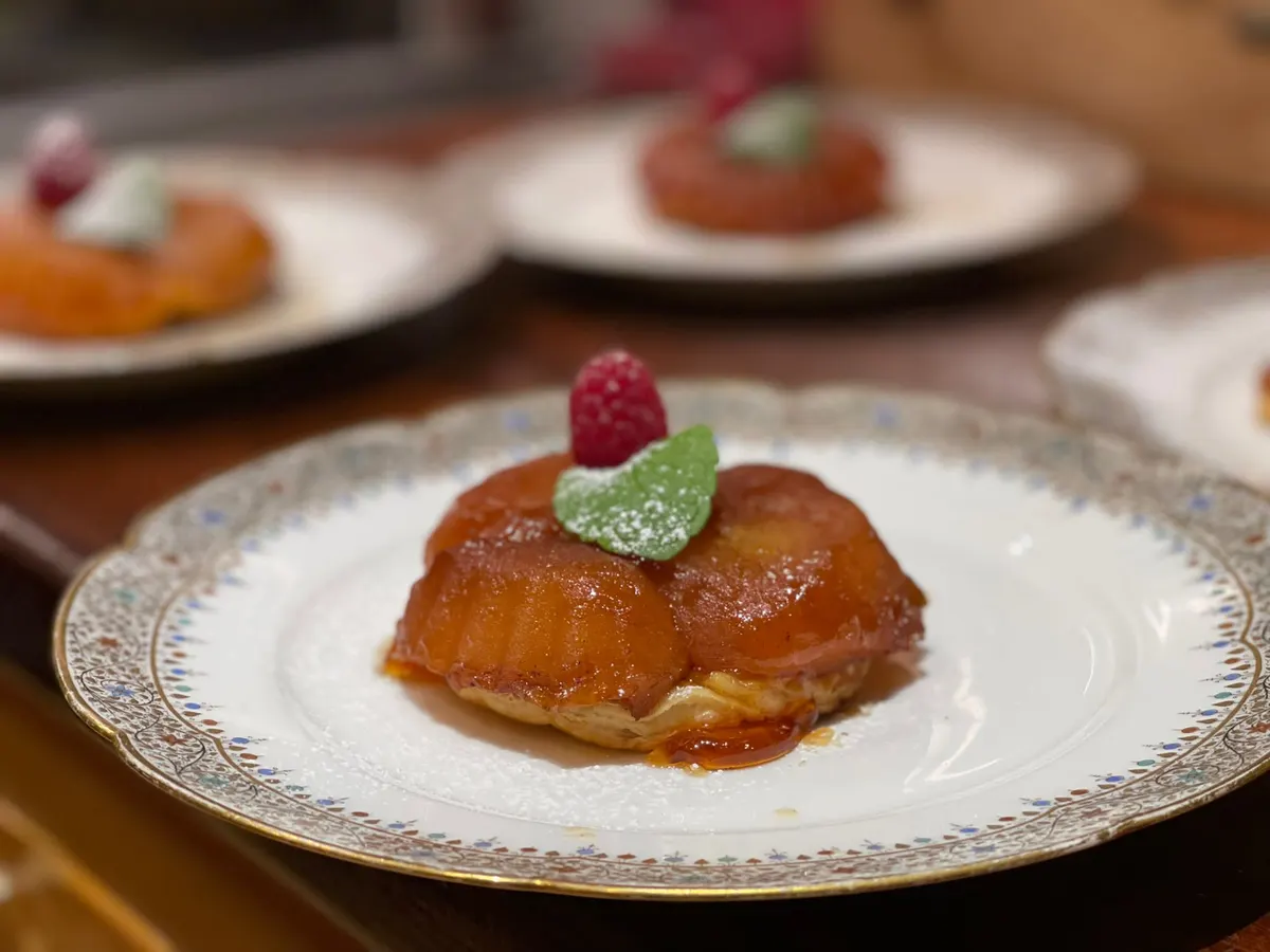 A tarte tatin dessert served in the chalet