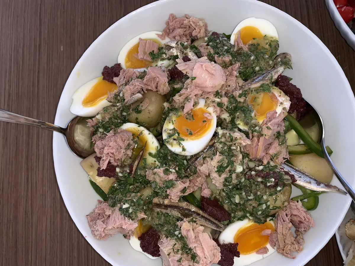 A generous salade niçoise for sharing