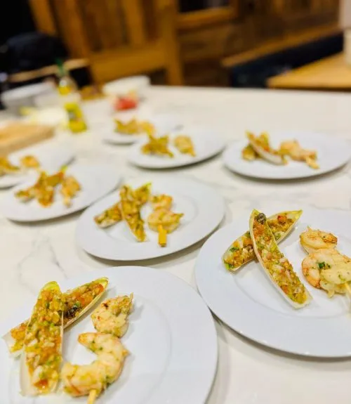 starters on a table for guests private dining experience